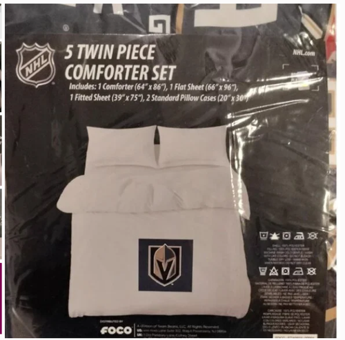 NHL Comforter Set Vegas Knights Red Wings BRUINS PENGUINS Blackhawks Kraken NEW - Afbeelding 47 van 63