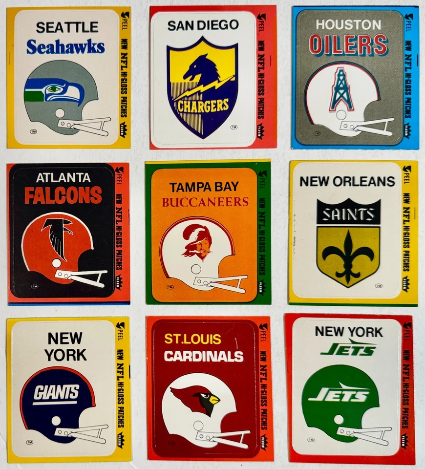 1970s Fleer NFL Hi-Gloss Patches Football Team Logo Stickers Vintage Lot of 15 - Image 2 of 4