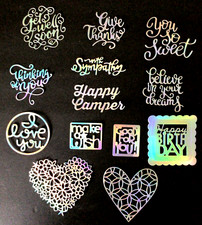 Holographic Heart Phrase Word Paper Die Cut Embellishment Journal Scrapbook Card