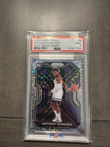 2020-21 Prizm Anthony Edwards #258 RC Rookie Fast Break Prizm PSA 9