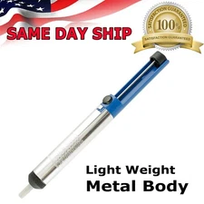 Metal Desoldering Pump Sucker Solder Irons Removal Remover Tool Blue Silver