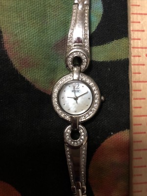 Relic By Fossil Womens Watch Sparkle Bezel Band Silver Tone