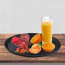 Hakka 6 Pack 11" Round Serving Trays Fiberglass Non-Slip Fast Food Service Tray