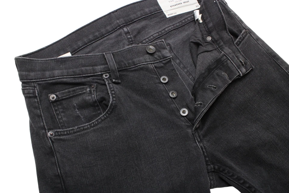 Rag & Bone Skinny Leg Vaqueros Hombres W33 Rasgado Angustiado Botón Fly Oscuro - Imagen 4 de 4