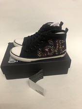 Image of Love Moschino Black Studded Hi Top Trainers Lace Up Sneaker UK 5 EU 38