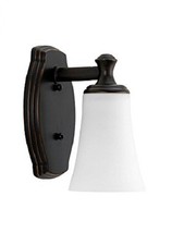 Progress Lighting P2970-108 One-Light Wall Sconce White Shade Oil Rubbed Bronze