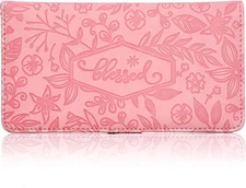 Floral Checkbook Cover for Women Card Holder Wallet for Checks & Credit Cards, R