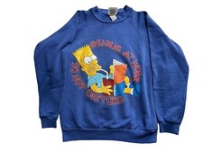 Vintage 1990 The Simpsons Crewneck Youth L Bart Blue 90s