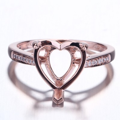 Solid 10k Rose Gold Natural Diamonds Engagement Jewelry Ring Semi Mount Setting