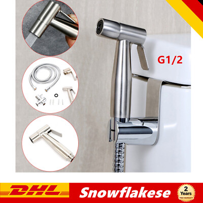 Bidet Spr hkopf Toilette Dusche Brausehalter Wasserhahn Edelstahl mit Schlauch