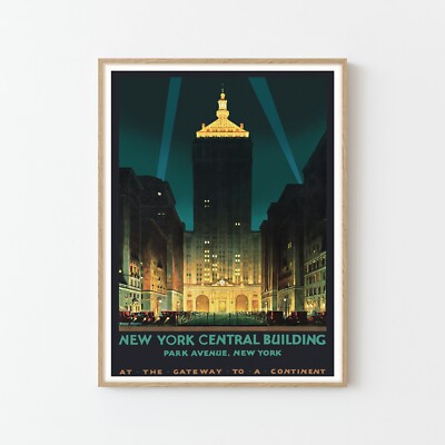 New York Central Building Vintage Travel Poster Art Print | Home Decor
