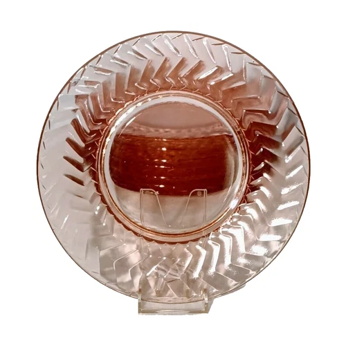 Vintage Pink Depression Glass Optic Zig Zag Pattern 8" Plate