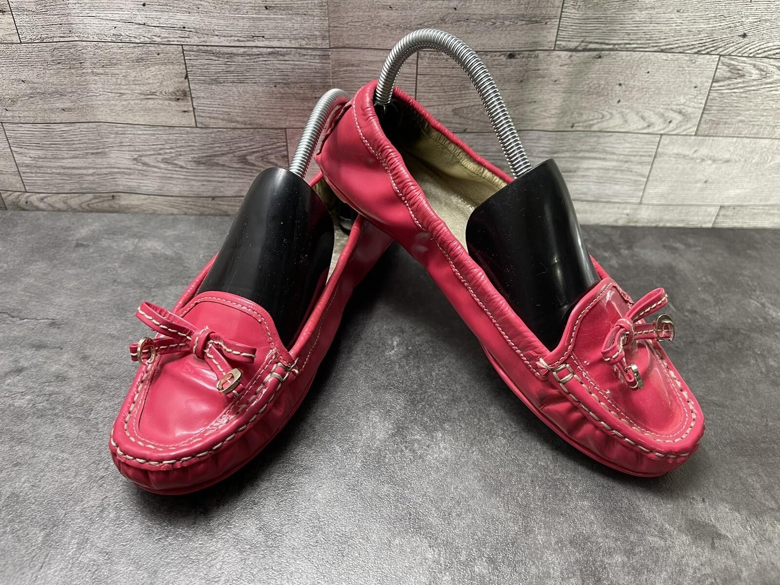Coach Isabelle Womens Shoes Pink Red 7.5B Patent Slip On Comfort Ballet Flats