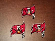 Tampa Bay Buccaneers Three 3" Iron On Embroidered Patches FREE Shipping!!