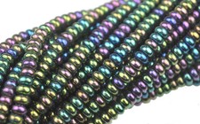 100 GREEN IRIS CZECH GLASS RONDELLE BEADS 4MM