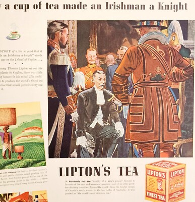 1945 Sir Thomas Lipton's Finest Tea Irishman A Knight Advertisement Ceylon HM2B