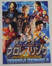 Shinsuke Nakamura Kazuchika Okada AJ Styles Signed New Japan Pro Wrestling Card