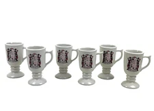 6  Rare Homer Laughlin China Irish Coffee Pedestal Mugs - Irish Doughnut Poem