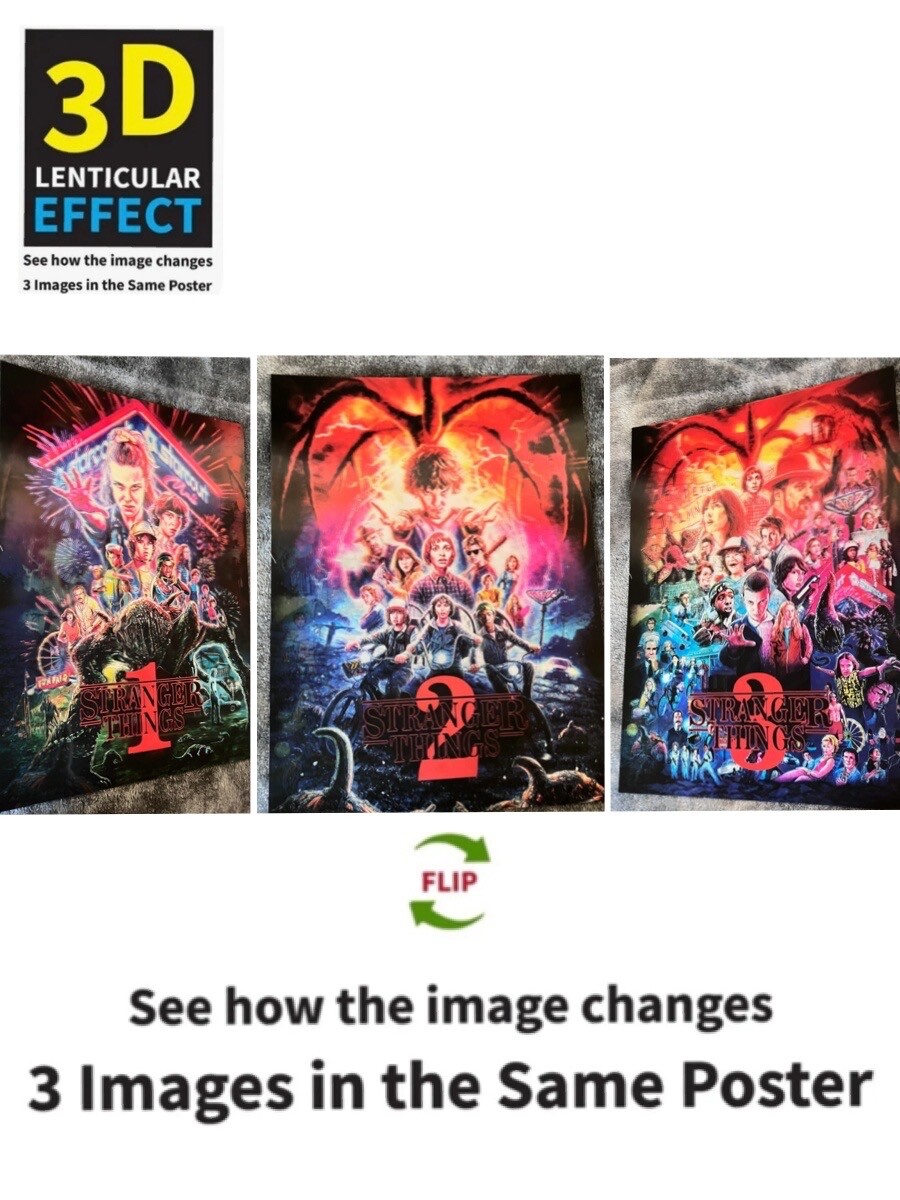 Stranger Things-3D Poster,3D Lenticular Flip Effect,3 Images In One