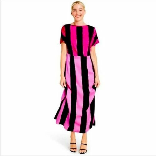 pink black striped dress Christopher John Rogers X Target Stripe w Pockets Size 0 (B87) Meshki Size:XS 6 fit:True The Christmas style of 100% cotton