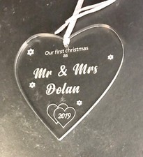 Personalised Heart Our First Christmas As Mr And Mrs Gift/Keepsake