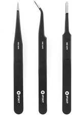 Precis Tweezers Set - Extra Fine, Angled, Blunt Tips for