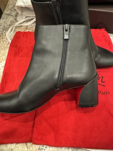 Christian Louboutin Turela 55 Leather Ankle Boots Booties Black 37.5 - Picture 7 of 7