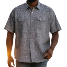 Wrangler Wrancher Pearlsnap Western Shirt Short Sleeve Teal Plaid Mens XL
