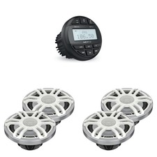 Hertz Marine Audio System HMX 6.5" 2 pair  RGB LED Speakers with HMR-10 Blu...