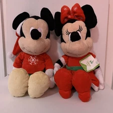 Disney Baby Mickey and Minnie Mouse W/ Crinkle 19" Plush Christmas