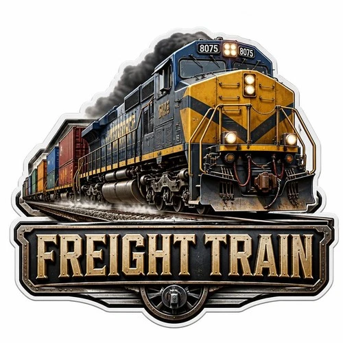 Freight Train Self Adhesive Vinyl Waterproof Sticker