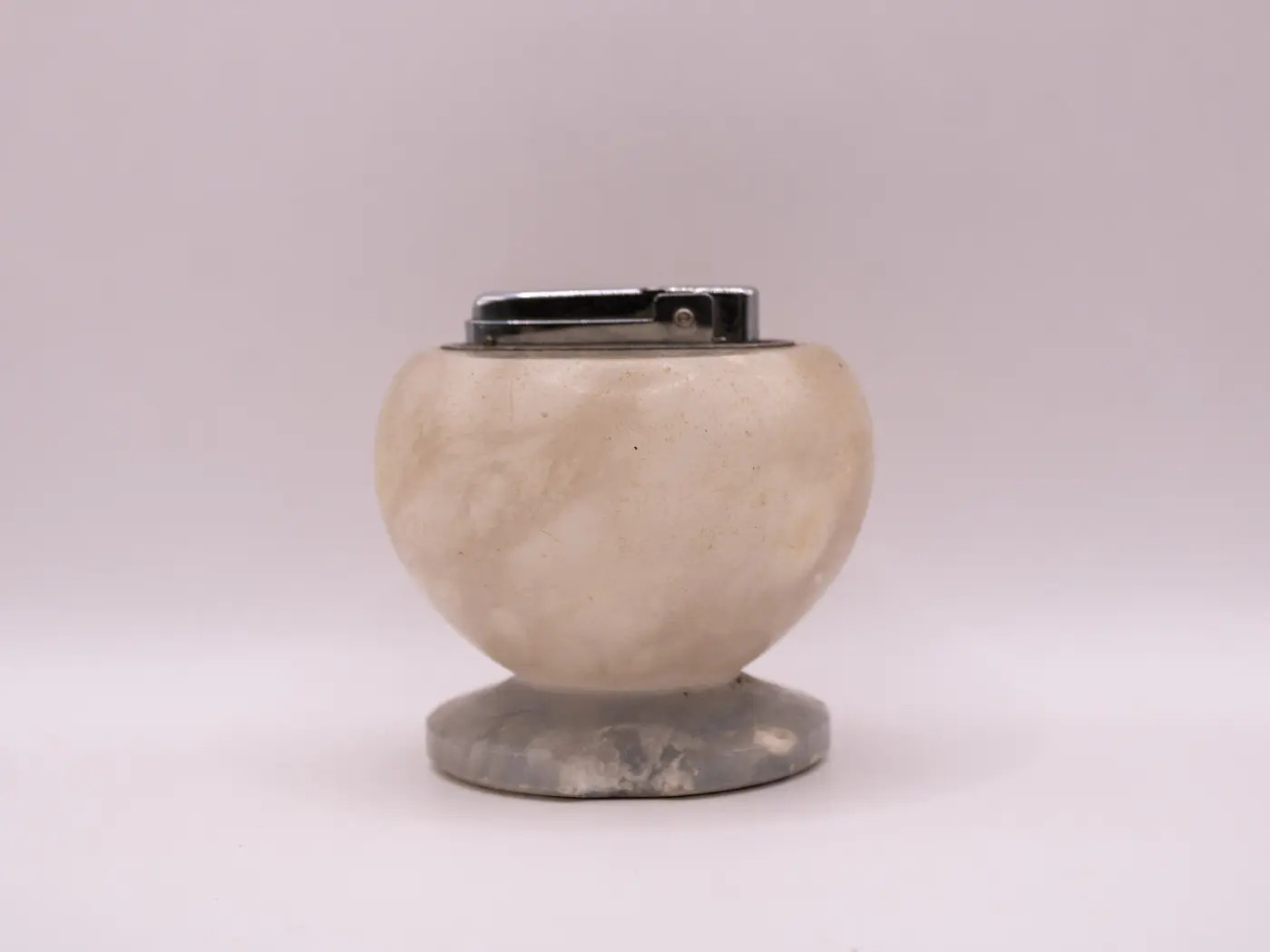 Briquet de collection Silver Match ancien en pierre naturelle d'albâtre de salon vintage
