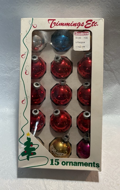 Vintage Rauch Mixed Lot 15 Glass Ornaments- Made for Bradlees