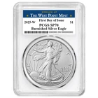 2025-W $1 1-oz Burnished American Silver Eagle PCGS SP70 FDOI West Point Label