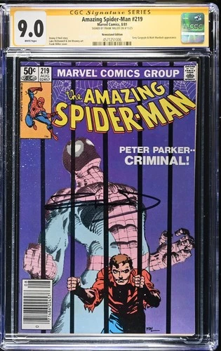 AMAZING SPIDER-MAN #219  CGC 9.0 WHITE NEWSSTAND ED SS FRANK MILLER  #4571251006