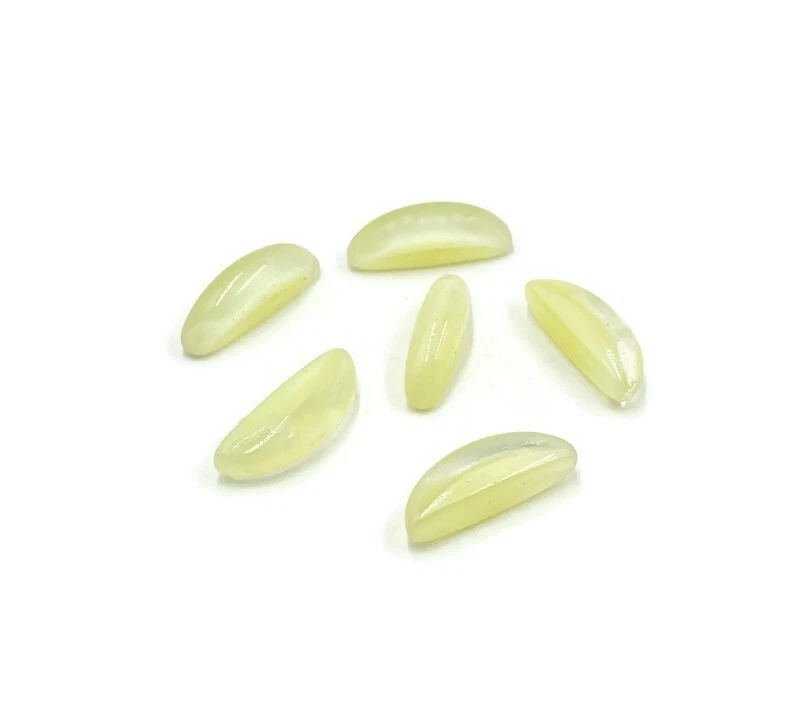 6 Vintage Yellow Moonstone Uranium Glass Half Moon Shaped 14mm. Gem Jewels W314 - Image 3 of 4