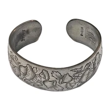 Kirk Stieff Poppy Flower of the Month Pewter Cuff Bracelet August