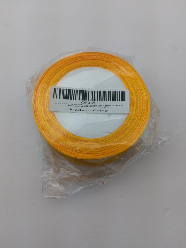 Yellow Satin Ribbon 1-1/2 Inches x 25 Yards, Solid Color Fabric Ribbon for Gift - Image 2 of 4