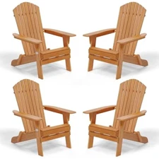 Folding adirondack chairs set of 4, wood adirondack chair for outdoor,