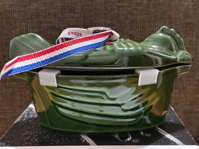 STAUB Small Chicken Cocotte 11cm Basil Green Majolica Oval Cast