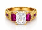 LAB CREATED RUBIES  & WHITE SAPPHIRE RING 14K YELLOW GOLD PLATED - NEW WITH TAG — photo 5