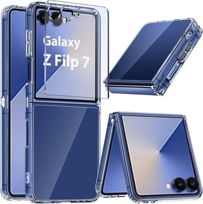 Hülle für Samsung Galaxy Z Flip 7 6 5 FE Klar Hart Handy Cover + Displayschutz
