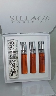 House of Sillage Love Is In The Air Extrait Set 4x8ml. White Travel Spray Case 