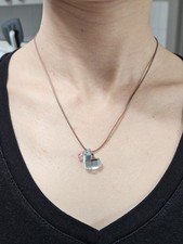 Swarovski Crystal Heart Pendant Necklace w/ Pink Charm Adjustable Cord