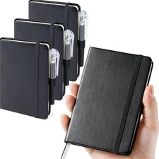 Elegant A6 Pocket Notebook Set - 3 Black Leather Journals for On-The-Go Notes