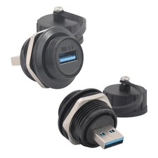 2 PCS USB 3.0 A Male To Female Panel Mount Extender Adapter 5Gbps Cable