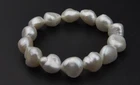 Charm 7.5"13-15mm Natural South Sea Genuine White Pearl Bracelet