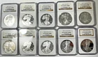 1995 - 2004 .999 American Silver Eagles NGC PF 69 Ultra Cameo (10) Coin Lot!!