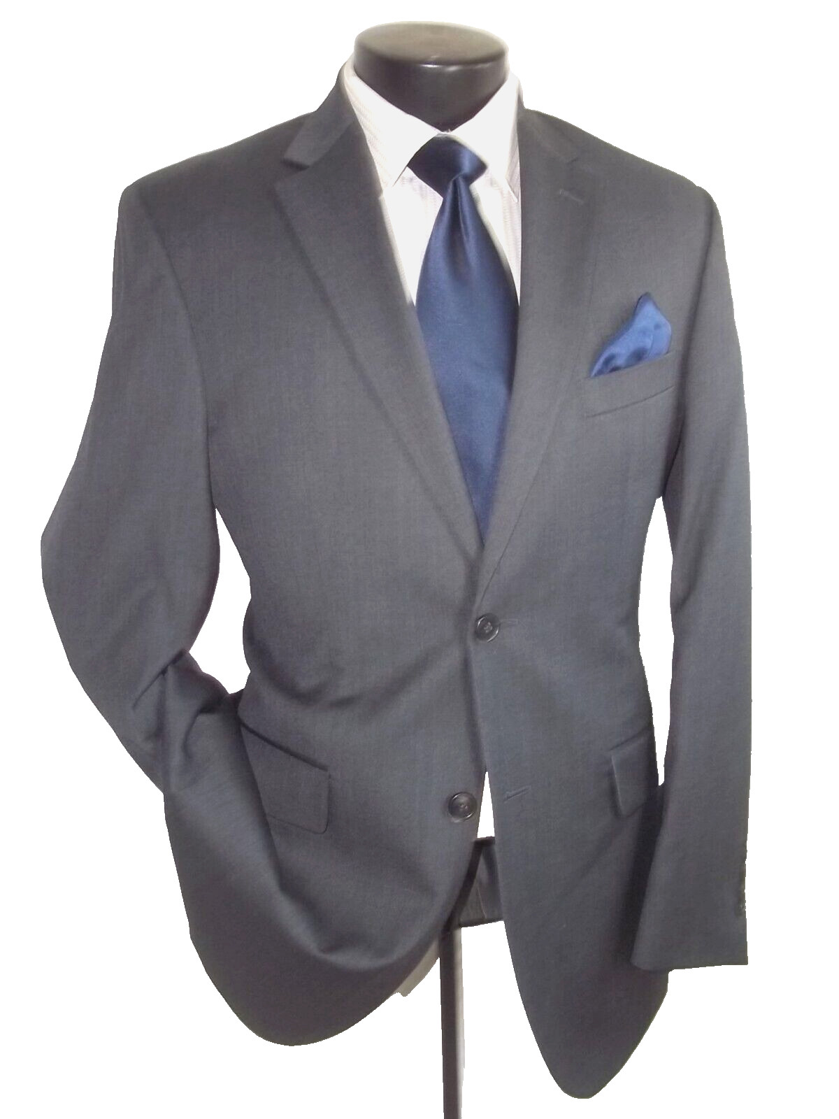 @* Jos A. Bank Solid Gray 2Button Wool Suit Slim … - image 2