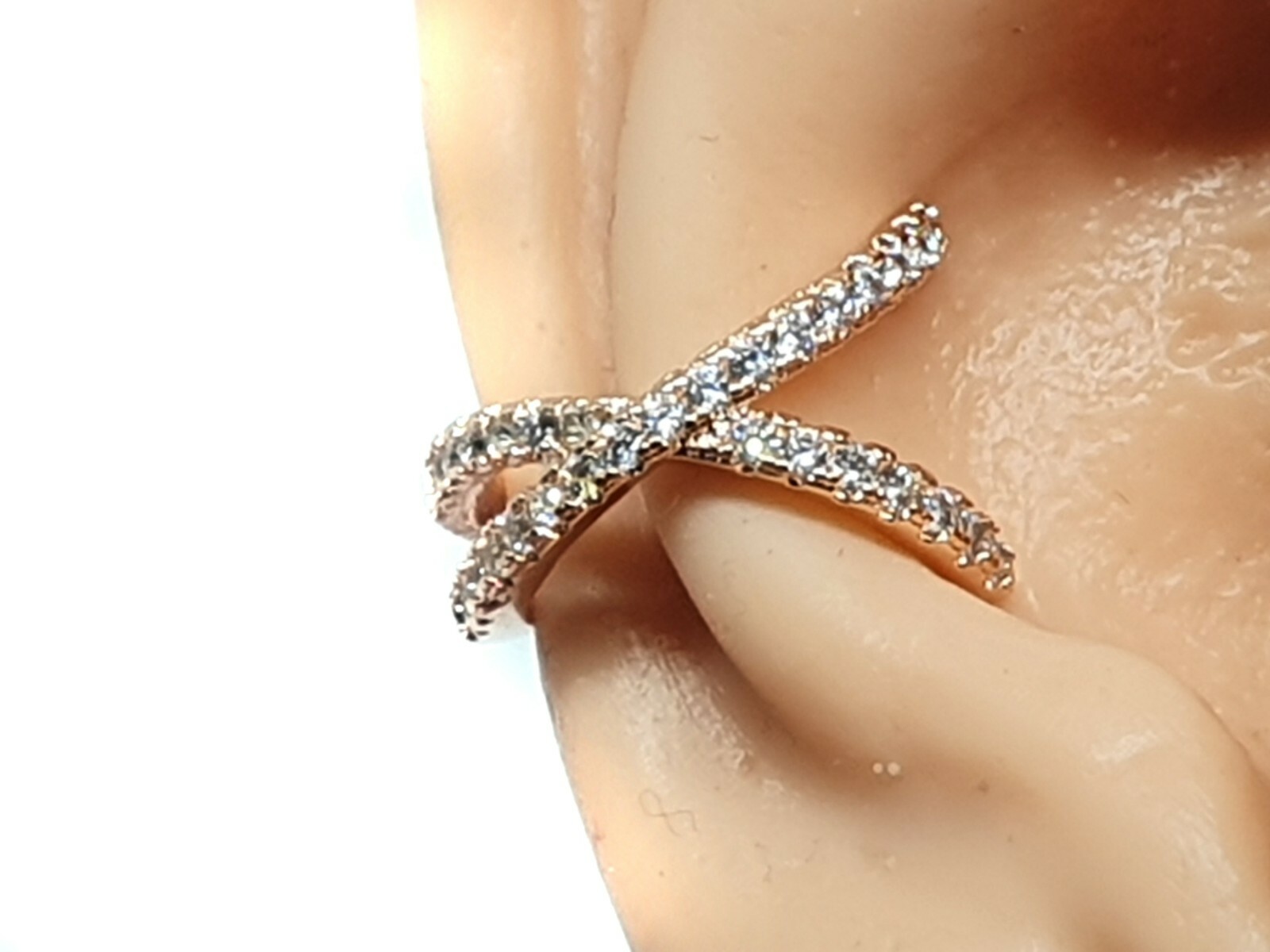 Ear Cuff Infinity Criss Cross Rose Gold Orbital Earring CZ Jewelry Non Bendable